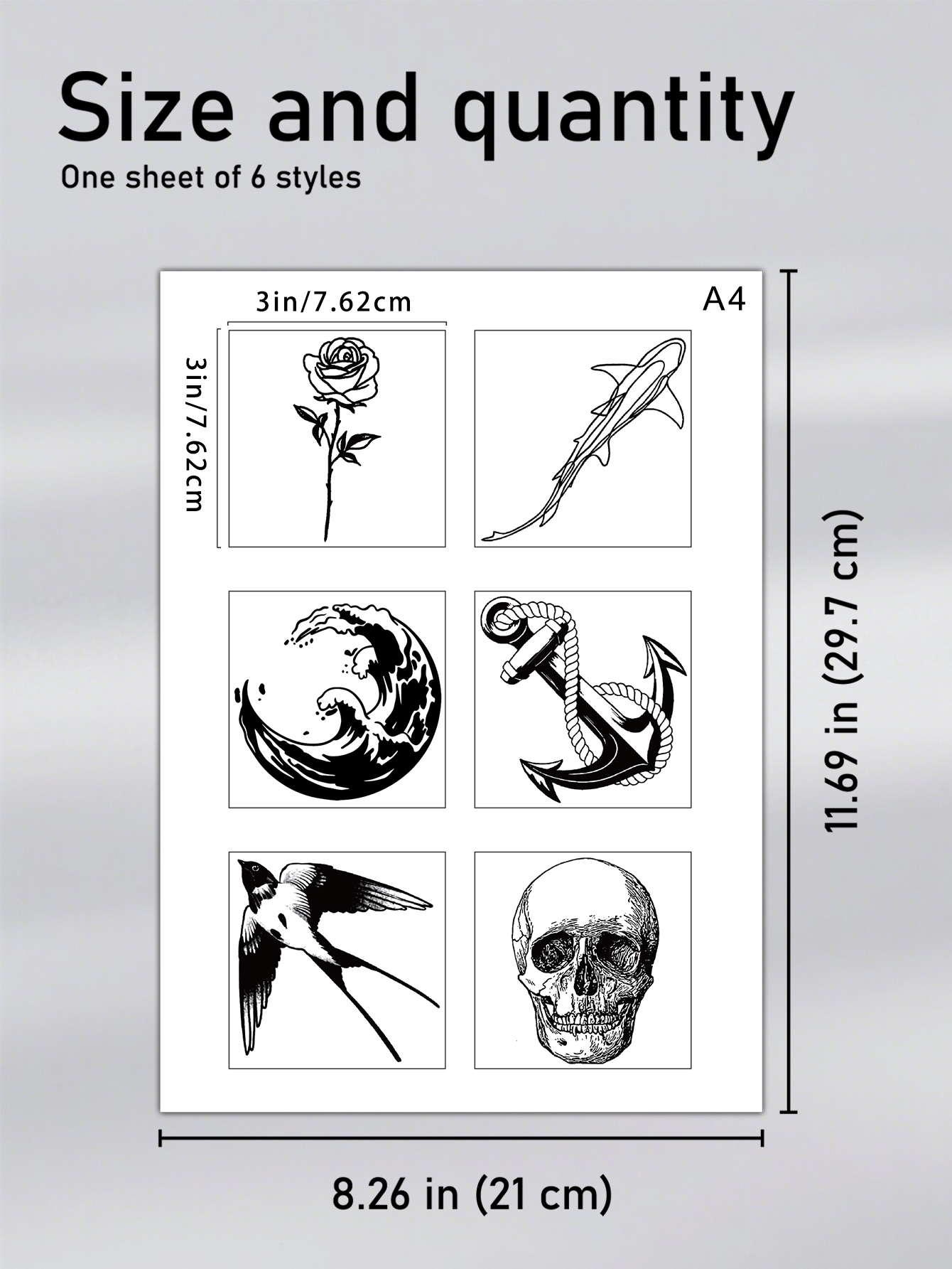 6 Custom Designs – Small Temporary Tattoos